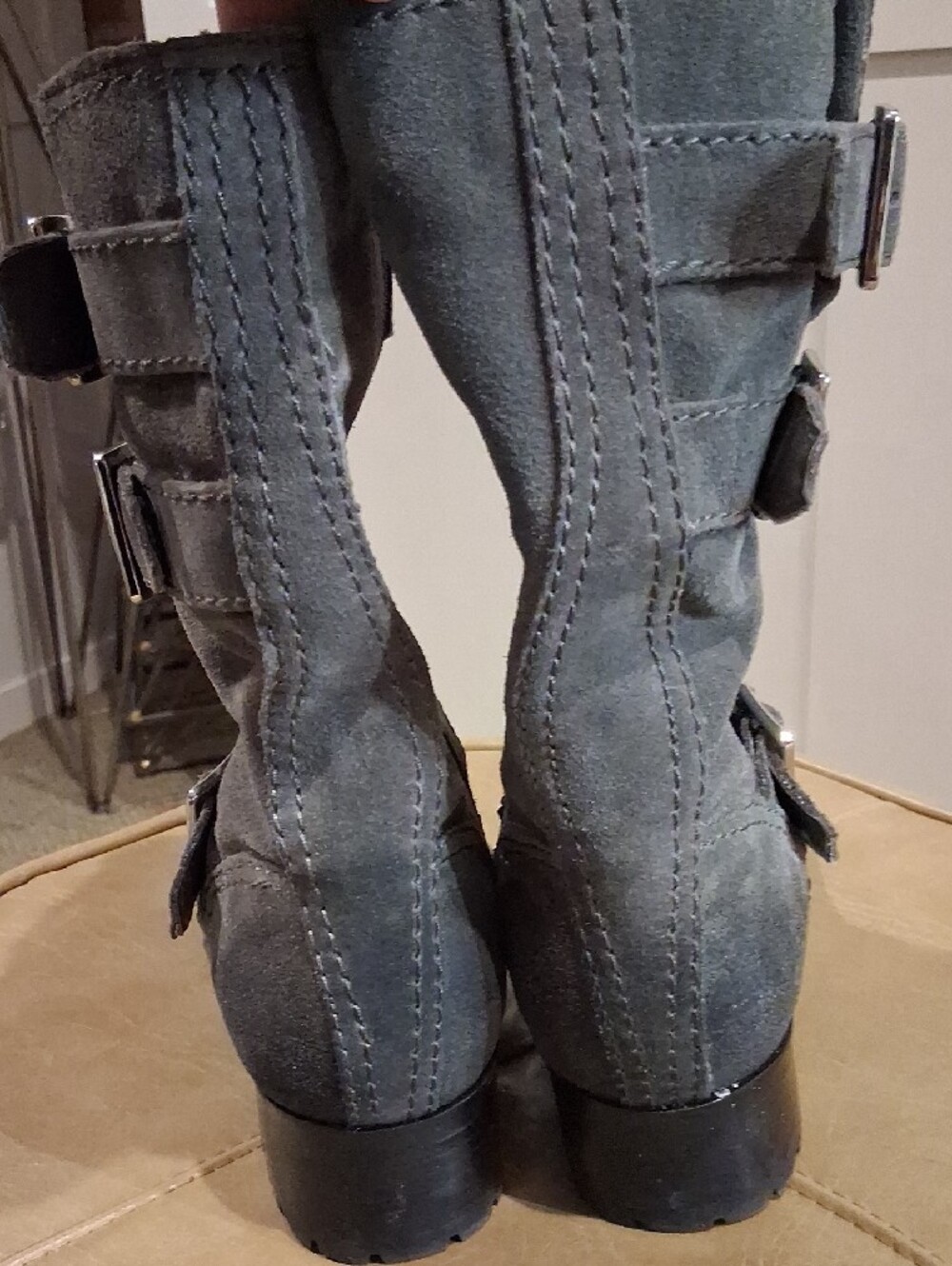 Marc Fisher Gray Suede Buckle Mid-Calf Boots - Picture 4 of 10